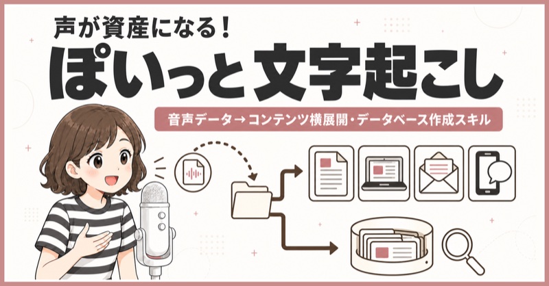 声が資産になる！音声データ→コンテンツ横展開・データベース作成スキル「ぽいっと文字起こし」